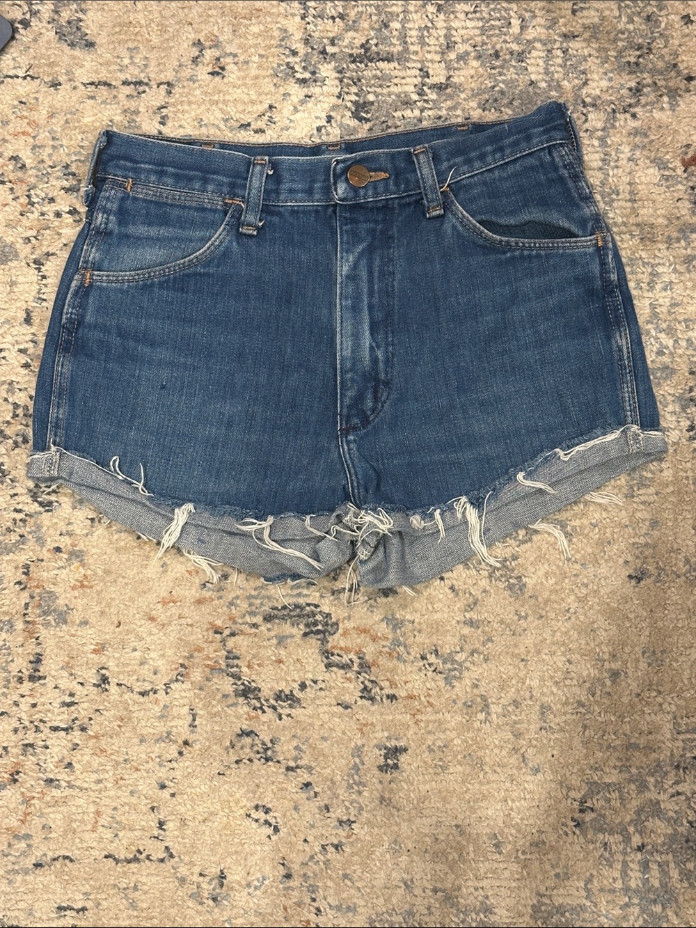 Urban Renewal Denim Cutoff Women's Shorts in Dark Blue Wash